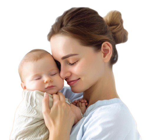 Mother holding a sleeping baby